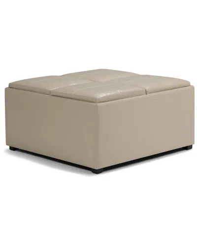 Simpli Home Avalon 35in Contemporary Square Coffee Table Storage Ottoman In Multi
