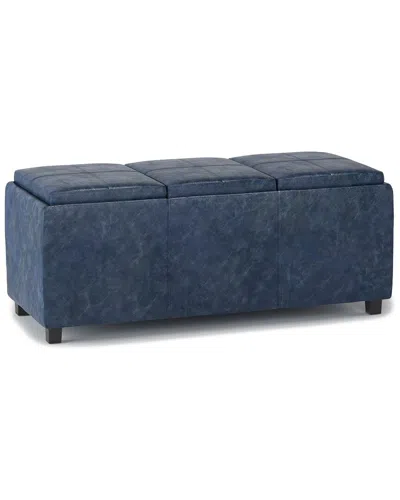 Simpli Home Avalon 42in Contemporary Rectangle Storage Ottoman