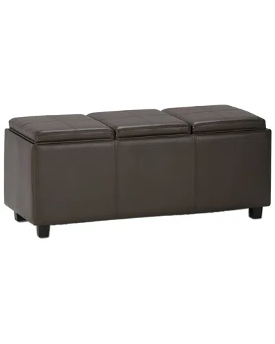 Simpli Home Avalon 42in Contemporary Rectangle Storage Ottoman In Black
