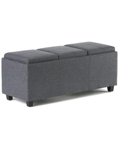 Simpli Home Avalon 42in Contemporary Rectangle Storage Ottoman In Gray