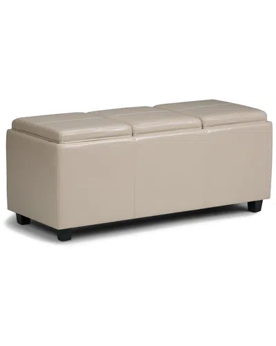 Simpli Home Avalon 42in Contemporary Rectangle Storage Ottoman In Neutral