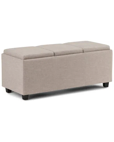 Simpli Home Avalon 42in Contemporary Rectangle Storage Ottoman In Brown