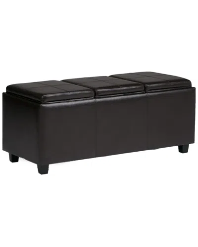 Simpli Home Avalon 42in Contemporary Rectangle Storage Ottoman In Black