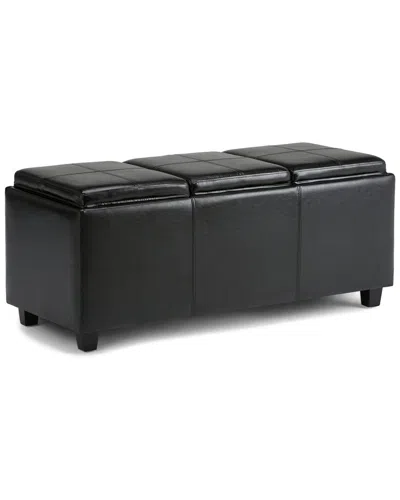 Simpli Home Avalon 42in Contemporary Rectangle Storage Ottoman In Black