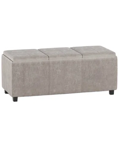 Simpli Home Avalon 42in Contemporary Rectangle Storage Ottoman In White