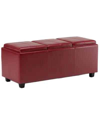 Simpli Home Avalon 42in Contemporary Rectangle Storage Ottoman In Red