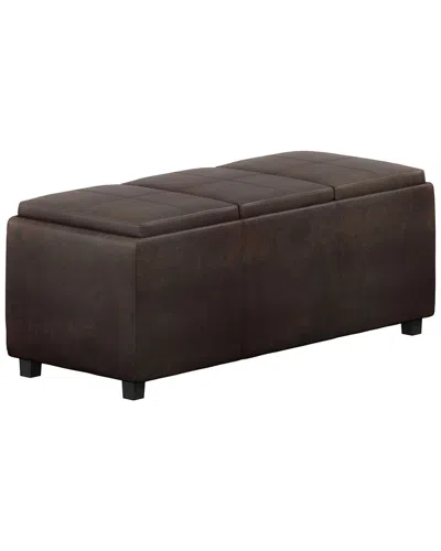 Simpli Home Avalon 42in Contemporary Rectangle Storage Ottoman In Brown