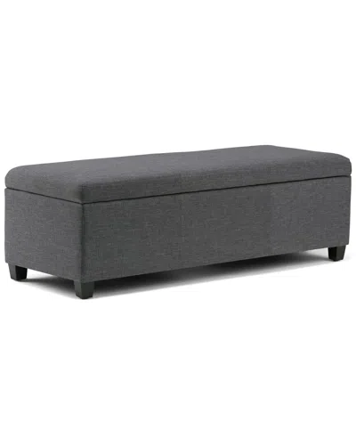 Simpli Home Avalon 48in Contemporary Rectangle Storage Ottoman Bench