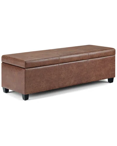 Simpli Home Avalon 48in Contemporary Rectangle Storage Ottoman Bench In Brown