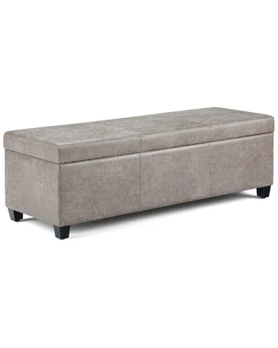 Simpli Home Avalon 48in Contemporary Rectangle Storage Ottoman Bench In Gray