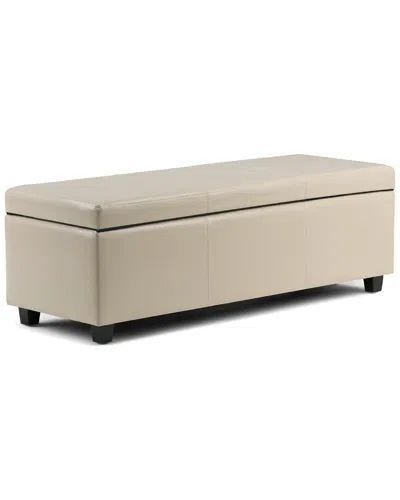 Simpli Home Avalon 48in Contemporary Rectangle Storage Ottoman Bench In White