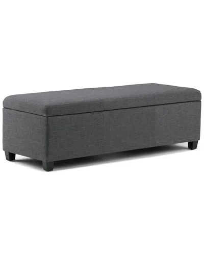 Simpli Home Avalon 48in Contemporary Rectangle Storage Ottoman Bench In Gray