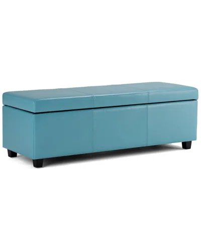 Simpli Home Avalon 48in Contemporary Rectangle Storage Ottoman Bench In Blue
