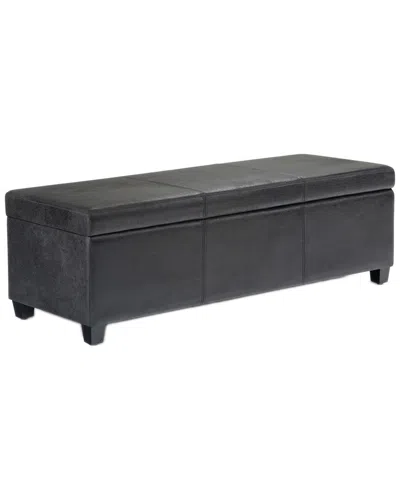 Simpli Home Avalon 48in Contemporary Rectangle Storage Ottoman Bench In Gray