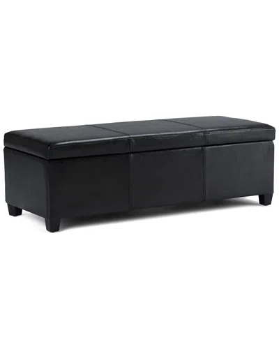 Simpli Home Avalon 48in Contemporary Rectangle Storage Ottoman Bench In Black