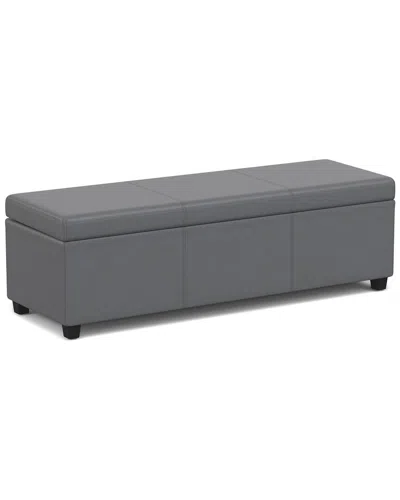 Simpli Home Avalon 54in Contemporary Rectangle Extra Large Storage Ottoman  Bench
