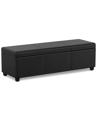 Simpli Home Avalon 54in Contemporary Rectangle Extra Large Storage Ottoman  Bench In Black