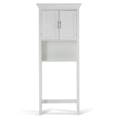 Simpli Home Avington 27"w Double Door Transitional Over-the-toilet Bathroom Storage Cabinet With Open Shelf In Pure White