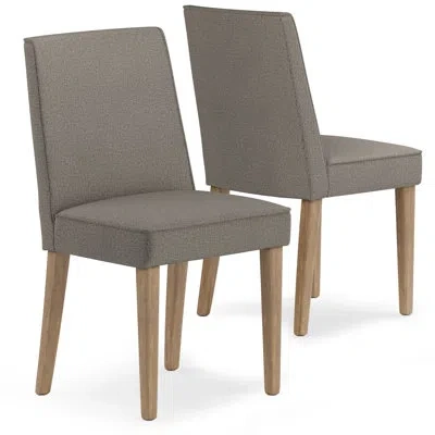 Simpli Home Bartow Woven Fabric Upholstered Dining Chair With Piping Detail In Contemporary Style (set Of 2) In Taupe