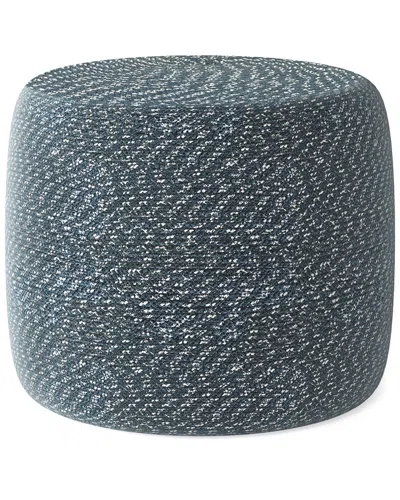 Simpli Home Bayley Boho Round Braided Pouf In Gray