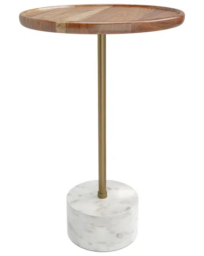 Simpli Home Becker Solid Acacia Wood 15in Round Modern Side Table In Brown