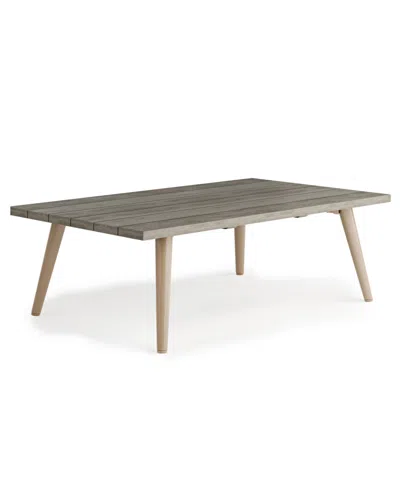 Simpli Home Belize Solid Acacia Wood Outdoor Coffee Table In Distressed Weathered Grey