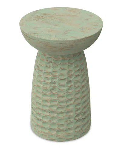 Simpli Home Boyd 13" Mango Wood Solid Accent Table In Green