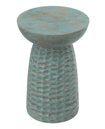 Simpli Home Boyd 13" Mango Wood Solid Accent Table In Blue