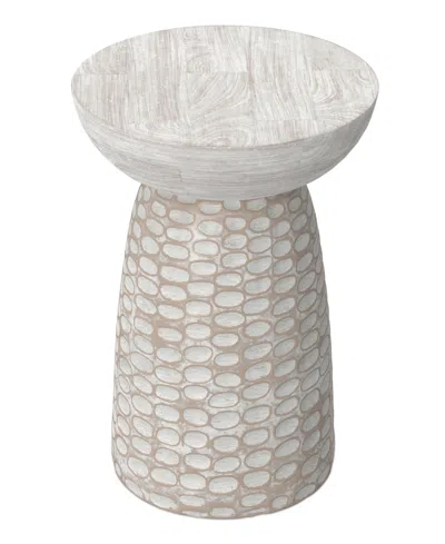 Simpli Home Boyd 13" Mango Wood Solid Accent Table In Gray