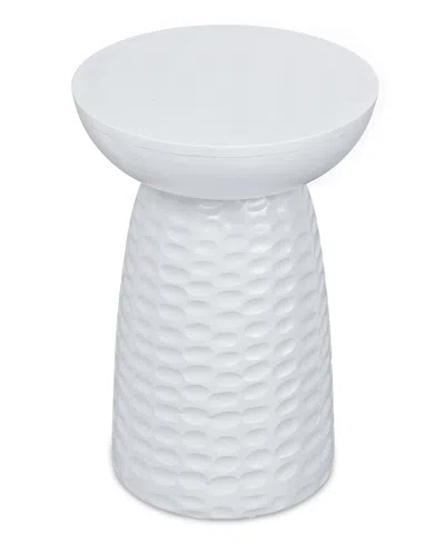 Simpli Home Boyd 13" Mango Wood Solid Accent Table In White