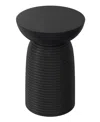 Simpli Home Boyd 13" Mango Wood Solid Ribbed Accent Table In Black