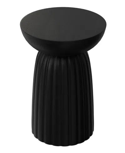 Simpli Home Boyd 13" Mango Wood Solid Stripe Accent Table In Black