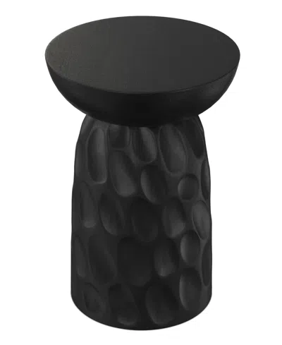 Simpli Home Boyd 13" Mango Wood Solid V-chisel Accent Table In Black