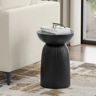 Simpli Home Boyd 13"w Solid Mango Wood Contemporary Line Accent Table In Black