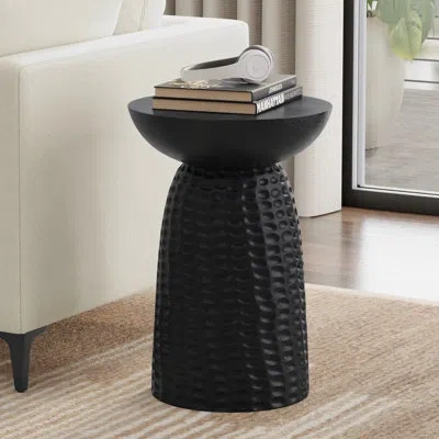 Simpli Home Boyd 16"w Solid Mango Wood Contemporary Tall End Table With Textured Base, Assembled In Black