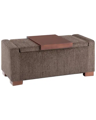 Simpli Home Bretton 43in Transitional Rectangle Lift Top Storage Ottoman In Multi