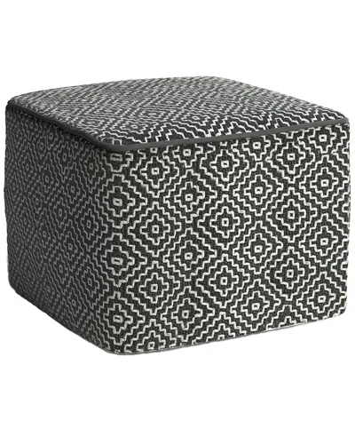Simpli Home Briella Boho Square Woven Outdoor/ Indoor Pouf In Gray