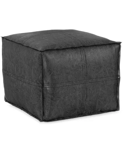 Simpli Home Brody 18in Boho Square Pouf In Black