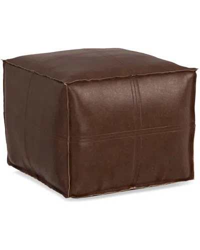 Simpli Home Brody 18in Boho Square Pouf In Brown