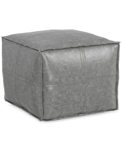 Simpli Home Brody 18in Boho Square Pouf In Gray