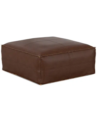 Simpli Home Brody 30in Boho Square Coffee Table Pouf In Brown
