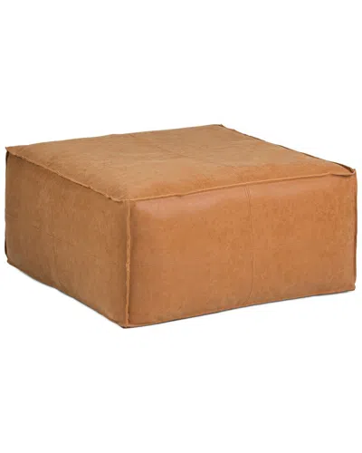 Simpli Home Brody 30in Boho Square Coffee Table Pouf In Neutral