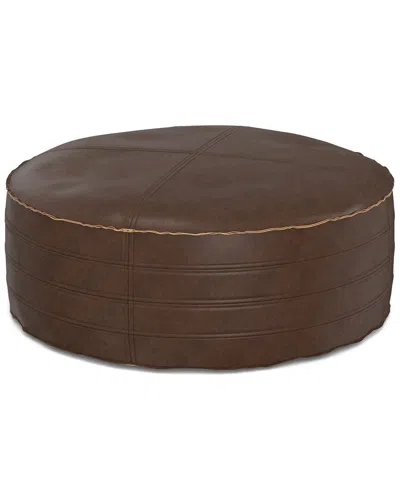 Simpli Home Brody Boho Round Pouf In Brown