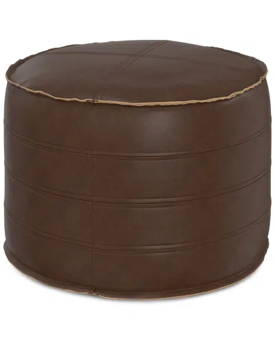 Simpli Home Brody Boho Round Pouf In Brown