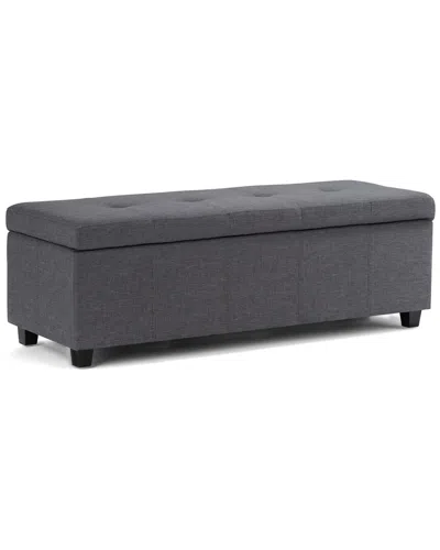 Simpli Home Castleford 48in Contemporary Rectangle Storage Ottoman In Gray