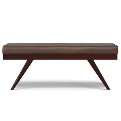 Simpli Home Chanelle 48"w Mid-century Modern Ottoman Bench With Upholstered Seat And Solid Wood Frame In Brown