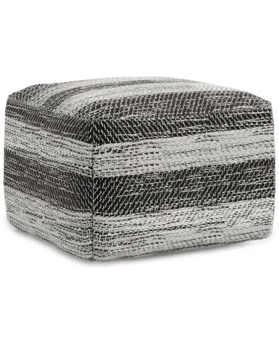 Simpli Home Clay Boho Square Pouf In Gray