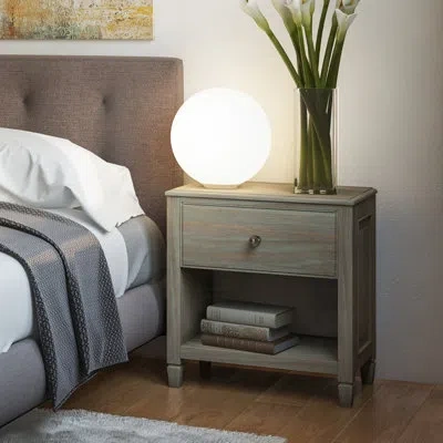 Simpli Home Connaught 1 Drawer Nightstand In Distressed Gray