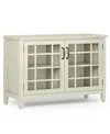 Simpli Home Connaught Solid Wood Low Storage Cabinet In Antique White In Antique White