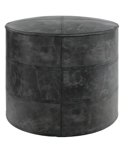 Simpli Home Connor Boho Round Pouf In Black